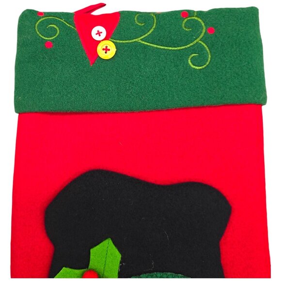 Set Of 3 Christmas Stocking 3D Felt 18" Santa & Snowman Appliqués Decorations - Picture 14 of 16